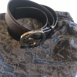 Burgundy Gucci Leather Belt